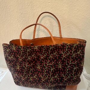 Stubbs & Wootton Brown and Black Floral Tote Bag